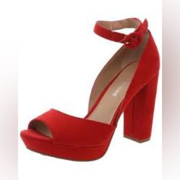 Women's Black Sun + Stone Birdey Ankle Strap Block Heel Platform Pumps - Picture 3 of 9